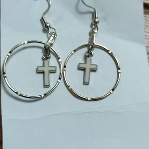 Cross hoop earrings